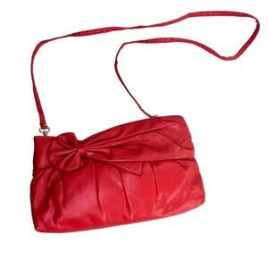 1980s Vintage Bag Retro Red Leather Crossbody Bag